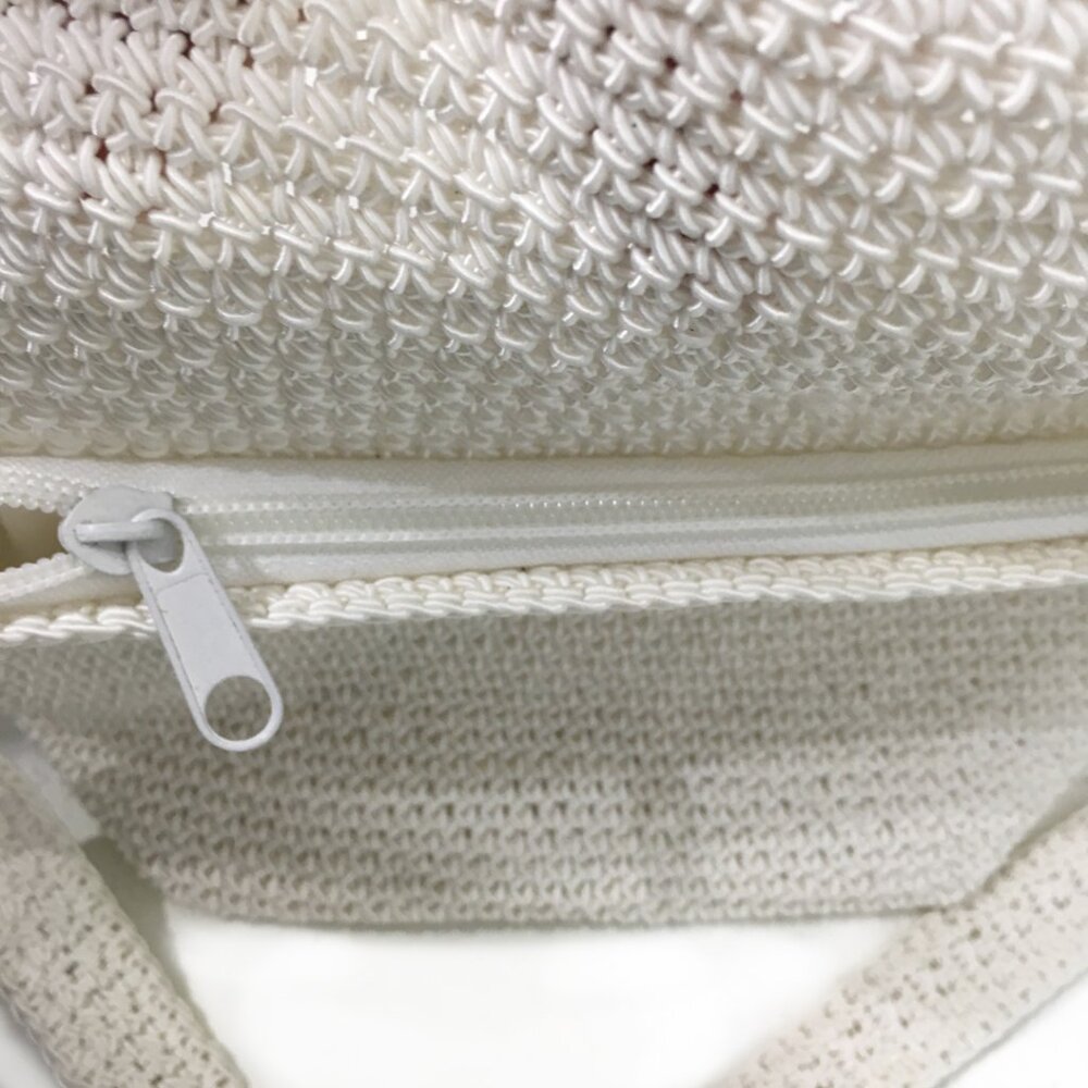 White Crochet Knit crossbody bag purse - Picture 6 of 6